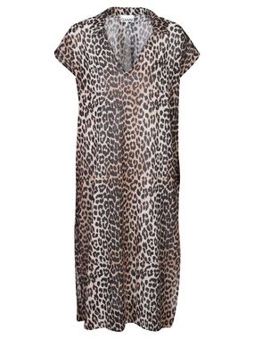 Ganni Leopard Print Kaftan/Dress - Brown Black Cream